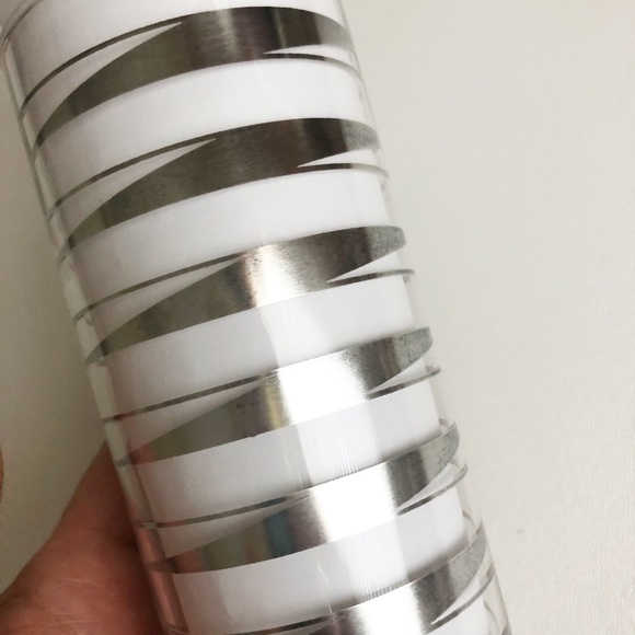 VTG Set 7 Libbey "Element" Tom Collins Ice Tea Glasses Diagonal Silver Stripes - Picture 7 of 12